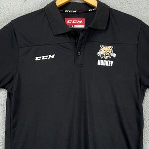 Ohio State Buckeyes Hockey Polo Shirt Mens Medium Black Short Sleeve‎ Rugby CCM